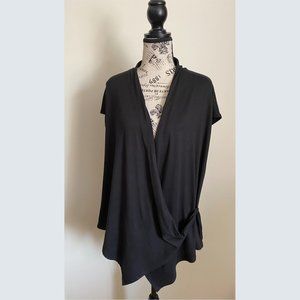 Short Sleeve Cross-over Top in Black